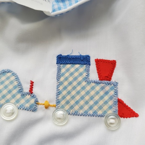 VTG 80s Baby Train Themed Romper by Jayne Copeland Sz 3M - Picture 3 of 6